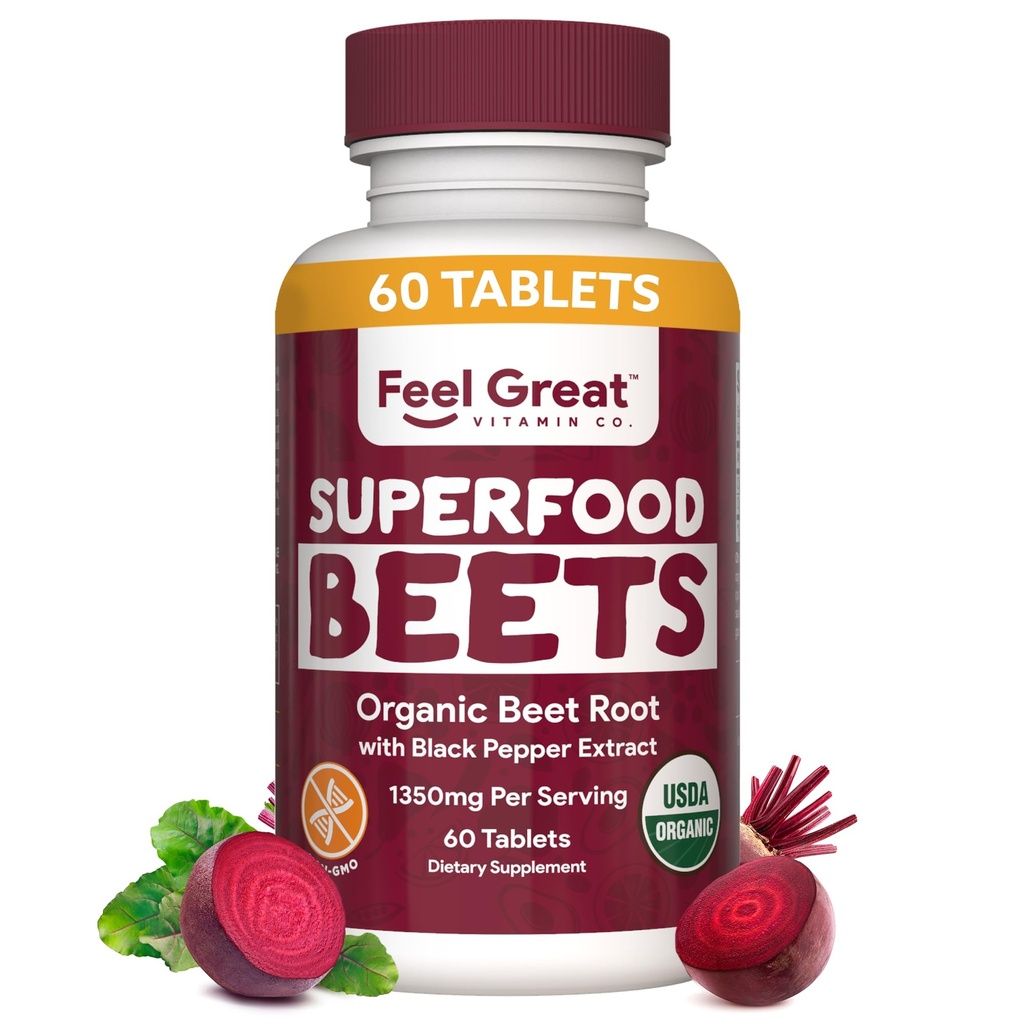 Kjenn gode vitaminer Organic Beet Root pulver kosttilskudd (tabeller) | Beets Nitric Oxid Supplement | Red Beet pulver støtte sunn sirkulasjon med naturlige nitrater for naturlig energi