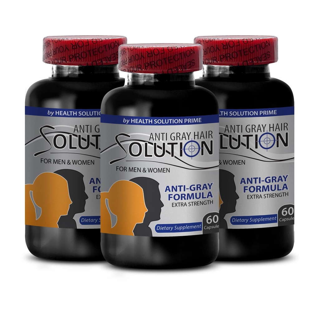 Vitamin b6 pantotensyre - antigrå hårløsning - grå hår reversal for menn og kvinner, hår Supplement for kvinner, naturlig hårfarge, biotin Supplement for hår, så Pametto, 3 Bot 180 Caps
