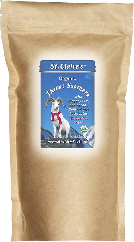 St. Claire's Organics Throat Sothers (27 Ounce Påfyll Bag) Glutenfri, Vegan, GMO-fri, Plantebasert, Allergen-fri | laget i vår Allergen-fri Facility