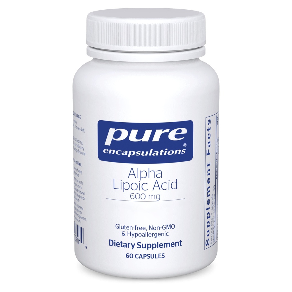 Ren innkapslinger Alpha Lipoic Acid 600 mg - ALA Supplement for Liver Support, Antioksidanter, Nerve Helse, Cardiovaskulær Helse og karbohydrat støtte - Premium Alpha Lipoic Acid - 60 Kapsler