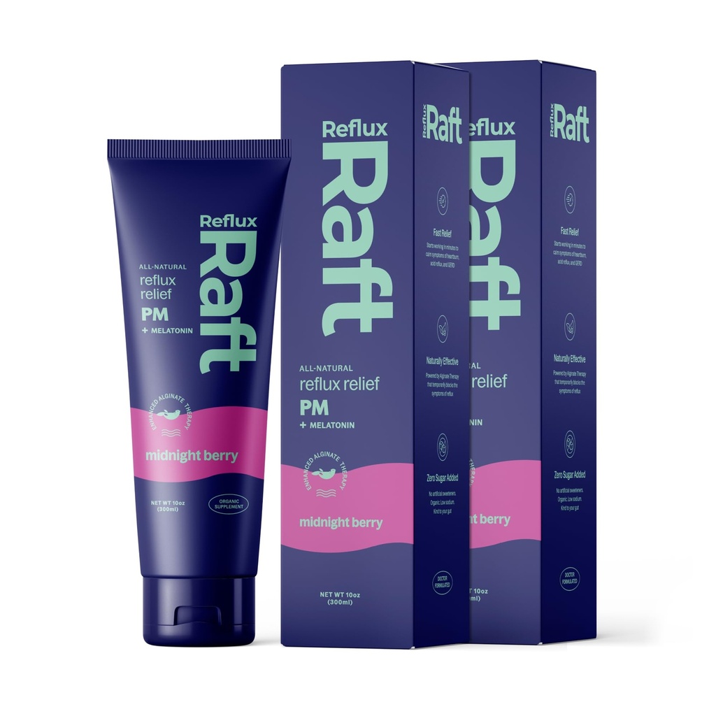 Syre Reflux terapi PM, organisk alginat & Melatonin, Hurtig og varig Gerd, LPR & Digestion Symptom støtte, null sukker, Glutenfri, Midnight Berry, 47 Gel serveringer per 8 OZ flaske, 2 pakke