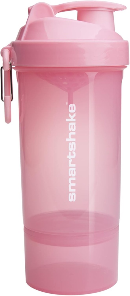 Smartshake O2GO Et plastprotein Shaker Flaske 800 ml | 27 oz - Leakproof Skrue-på Lid - BPA Gratis – Unisex - Lys rosa