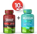 ORZAX Premium Ginseng 120 Vegatable kapsler og Selenium 200 Mg 180 Vegatable kapsler, Bundle