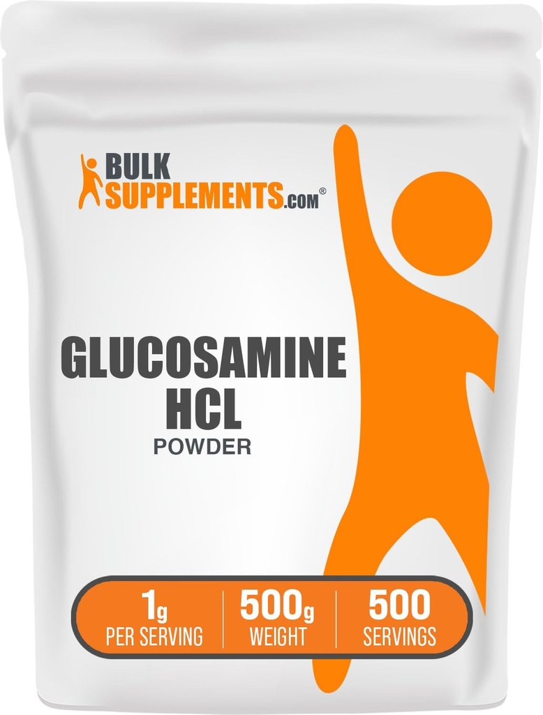 BulkSupplements.com Glukosamin HCl pulver - Glukosamin Supplement, Felles Støtte Supplement - Glutenfri, 1g per servering, 500g (1,1 lbs) (Pack of 1)