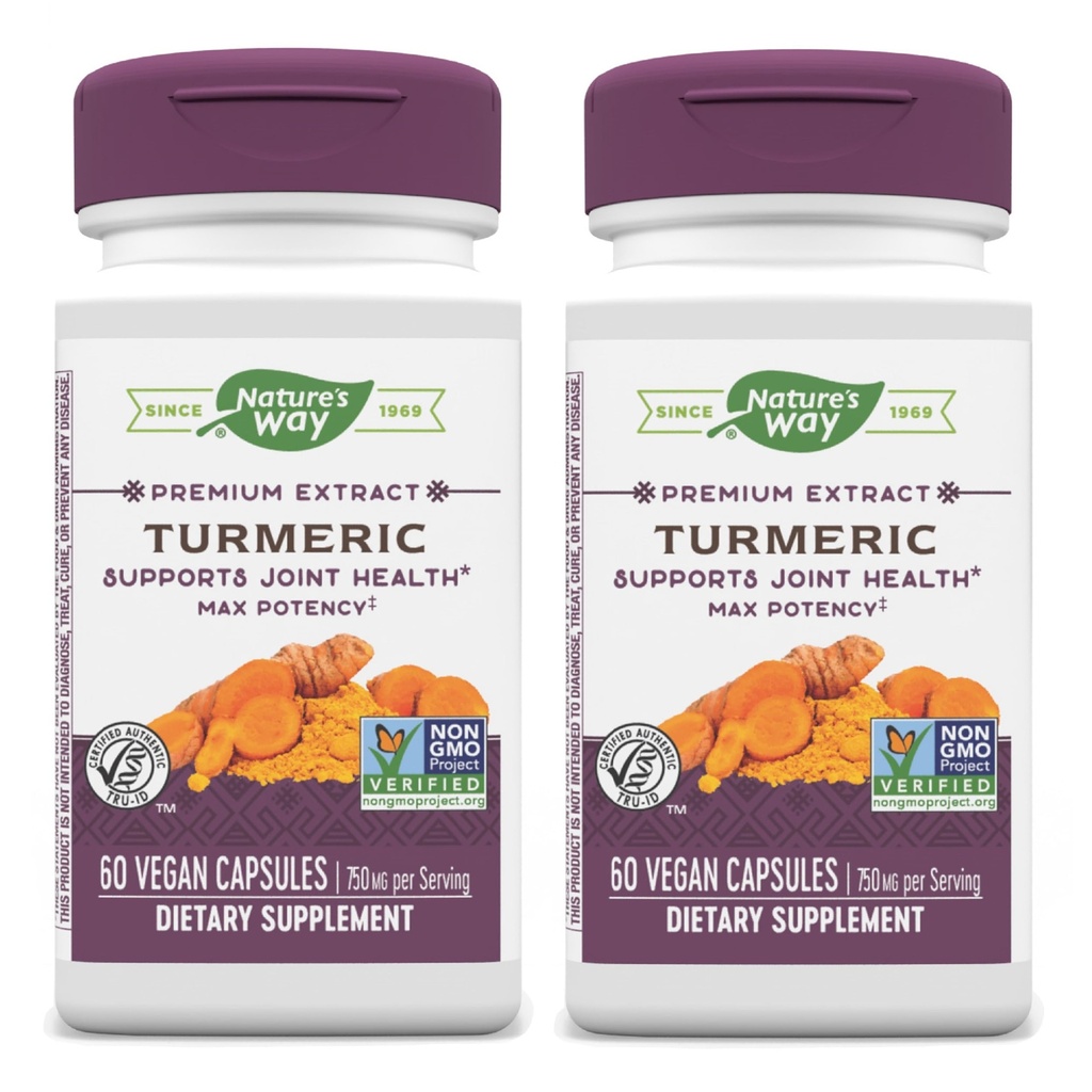 Naturens vei gurkemeie Max potens premium ekstrakt - gurkemeie Supplement for felles støtte* - med gurkemeie ekstrakt - for menn og kvinner - Glutenfri - 60 vegansk kapsler (Pack of 2)