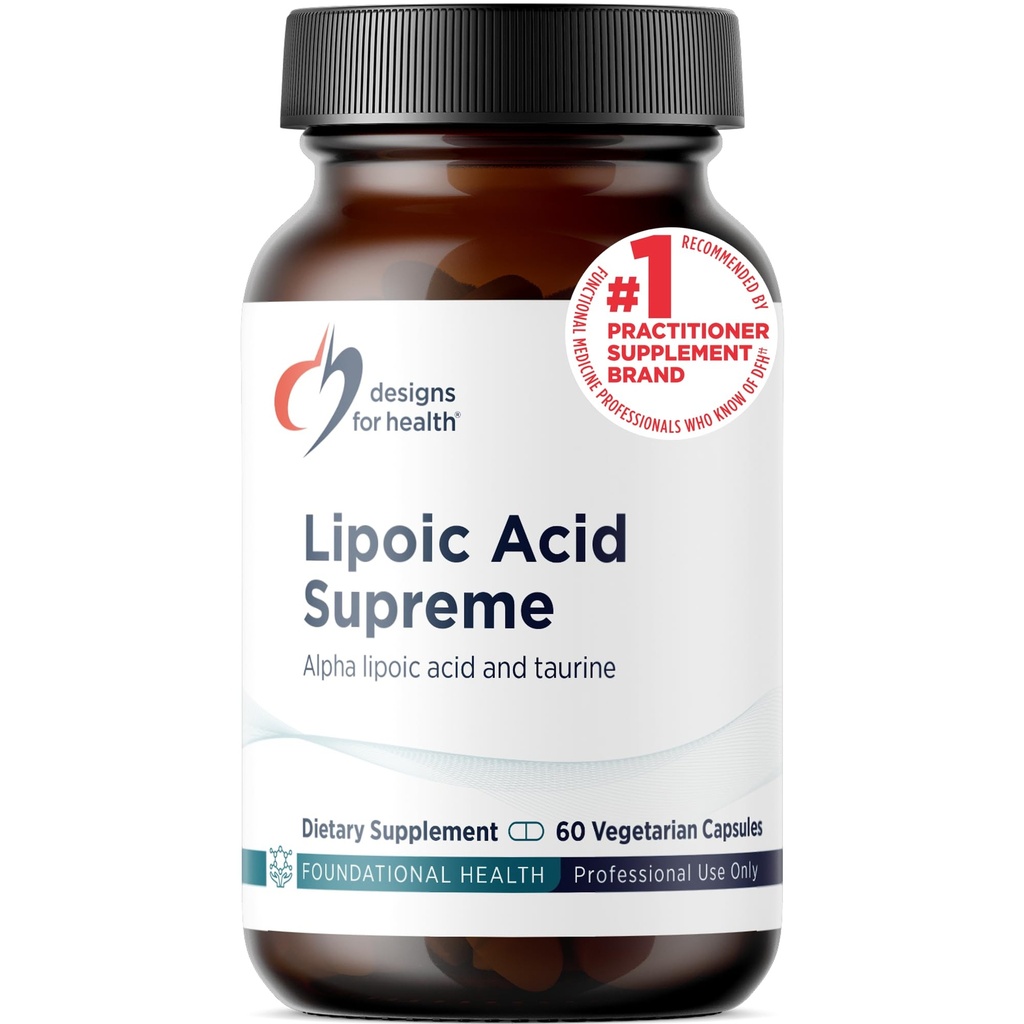 Designs for Helse Lipoic Acid Supreme - 300mg Alpha Lipoic Acid med Taurin - Vegan, ikke-GMO ALA Supplement (60 kapsler)
