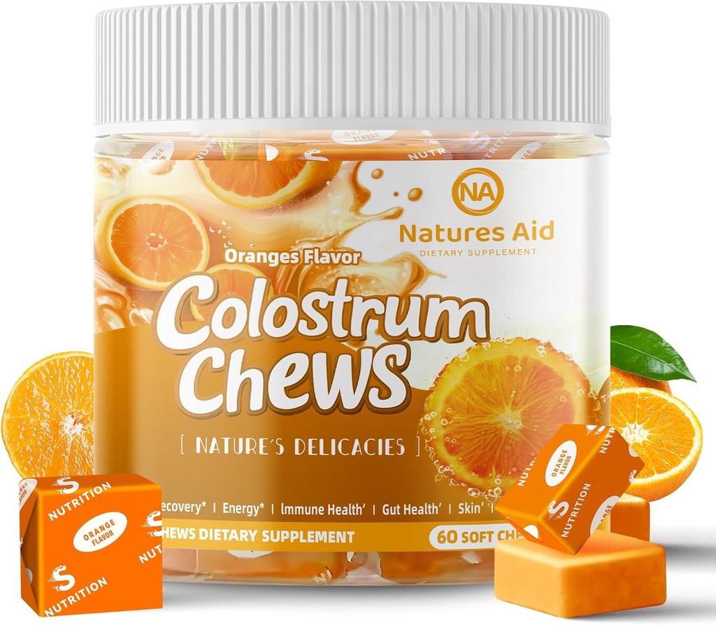 Kostrum Chews Supplement med probiotika for Gut Helse, Bloating, Immun støtte, hud, hårvekst og skjønnhet - Orange Flavor (60 Serveringer)