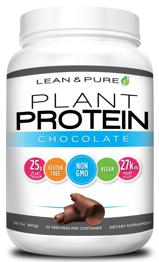 Lean & ren planteprotein, 25 g protein, ikke GMO, vegansk, glutenfri. Lav carb, 842g, sjokolade
