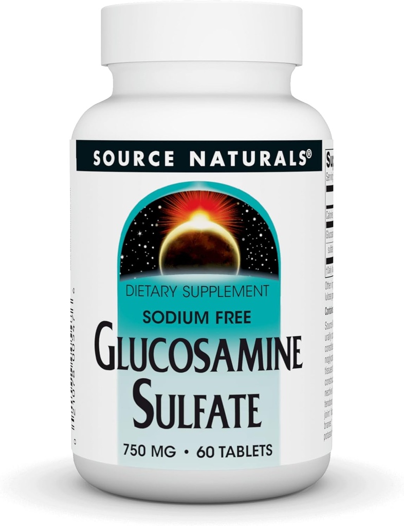 Kilde Naturals Glukosaminsulfat, Natriumfri 750 mg for felles støtte - 60 tabletter
