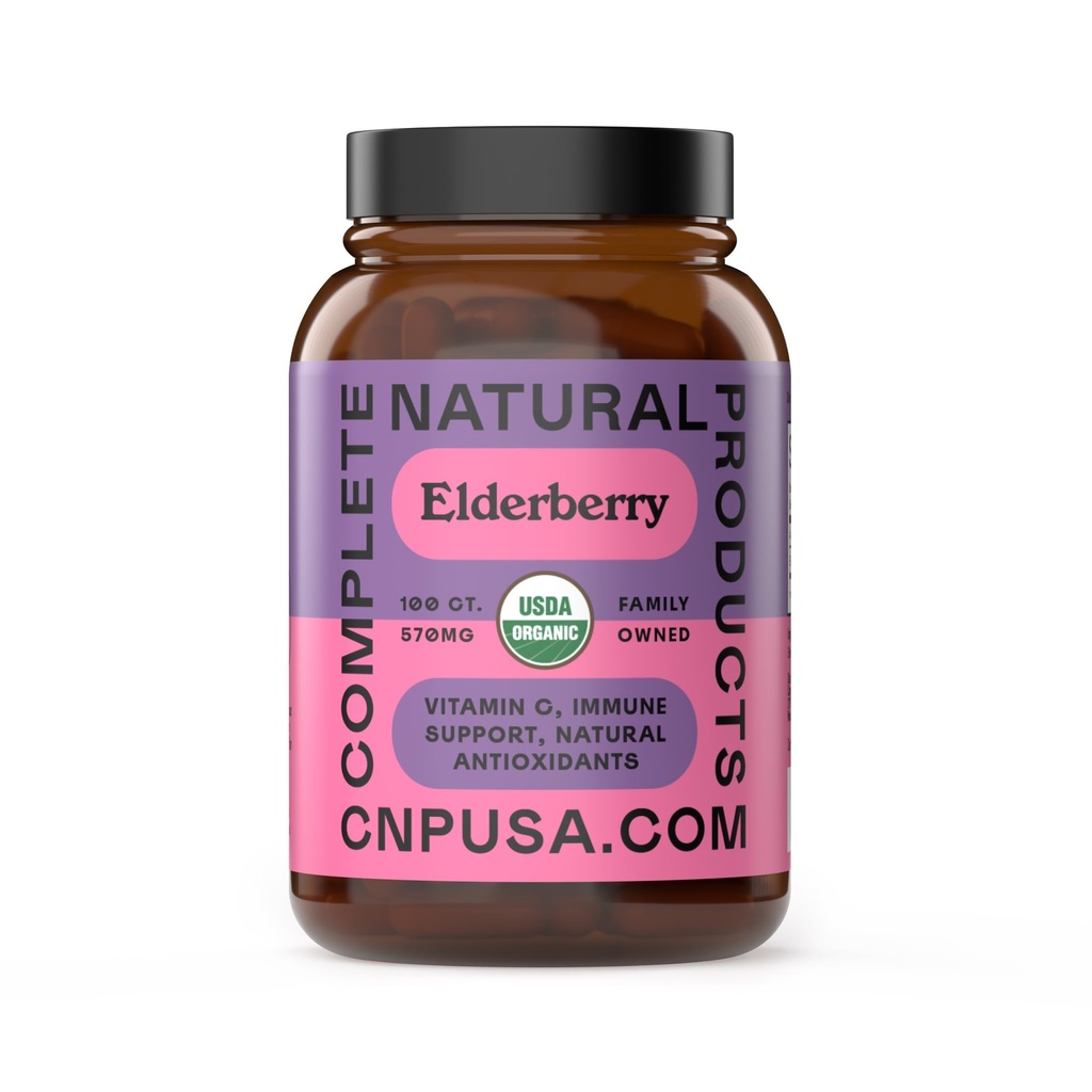 Komplett naturlige produkter Eldrebær Capsules 570mg, 100 Ct | Plantebasert immunstøtte, Antioksidant-Rich, Ingen fyllemidler, laget i USA