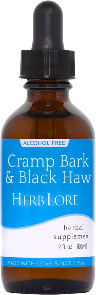 Herb Lore Cramp Bark & Black Haw Tinktur - alkohol gratis flytende Herbal Menstruell Cramp Supplement Drops for Periode Cramps, Muskel Tension & Uterine Support (2 fl oz)