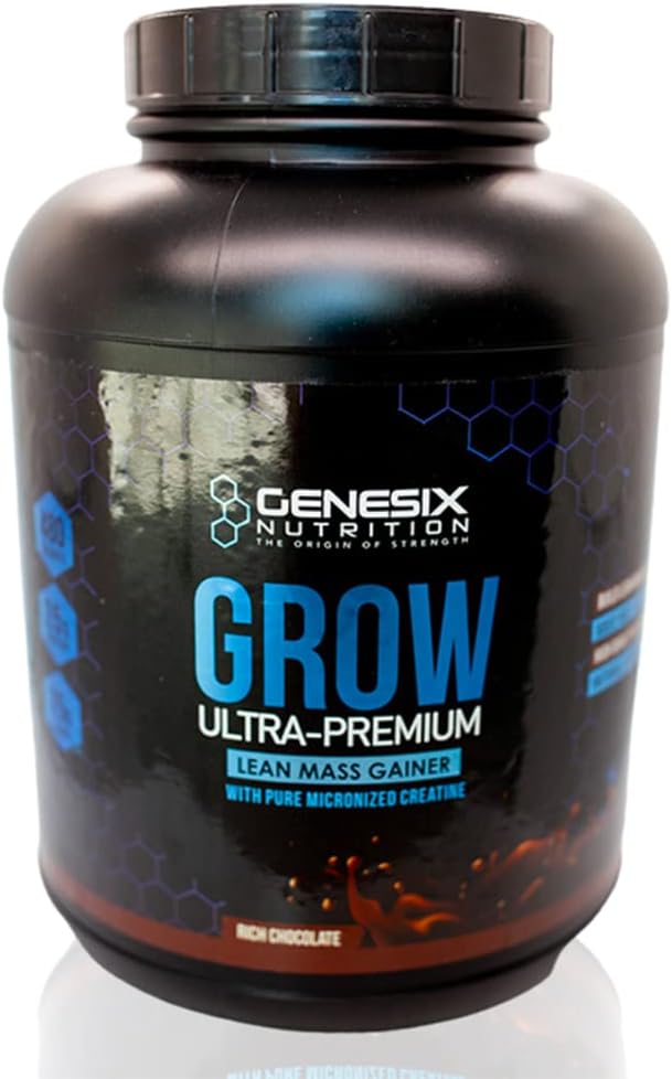 Grow Protein Powder Diett Supplement støtte muskelvekst og gjenoppretting | Ren mikronisert kreatin Ultra-Premium Lean Mass Gainer | Sjokolade | 20 Serveringer 5,3kg