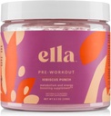 Naken Ella Pre Workout pulver, Hibiscus Punch Amino energi med vegansk BCAA Aminosyrer, naturlig koffein, preworkout Boost for menn og kvinner, 30 serveringer