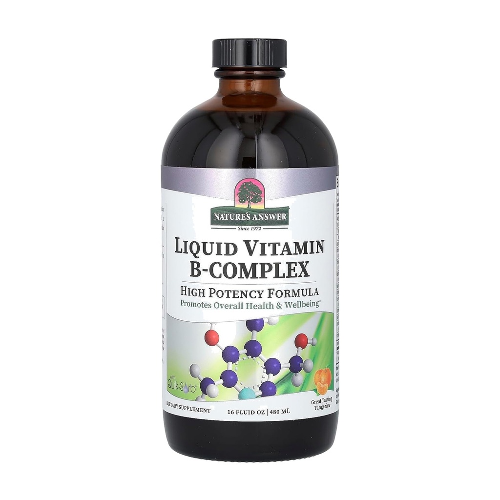 Naturens svar flytende vitamin B-komplex støtter sunne energinivåer | fremmer sunn nervefunksjon | All-Naturlig Tangerine Flavor | Glutenfri og benzoatfri 16oz