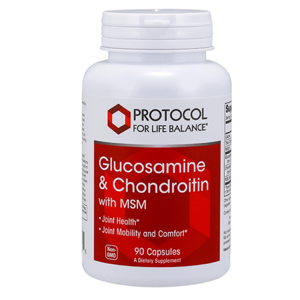 Protokoll Glucosamin & Chondroitin med MSM - Felles støtte* - Chondroitin MSM Supplement - Ikke-GMO & Dairy Free - 90 Veg Caps