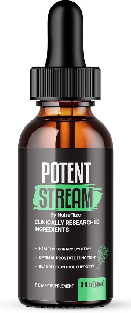 NutraRize Potent Stream Drops, Avansert prostata Supplement - naturlig støtte for prostata helse, maksimal styrke, anmeldelser (30 Serveringer)