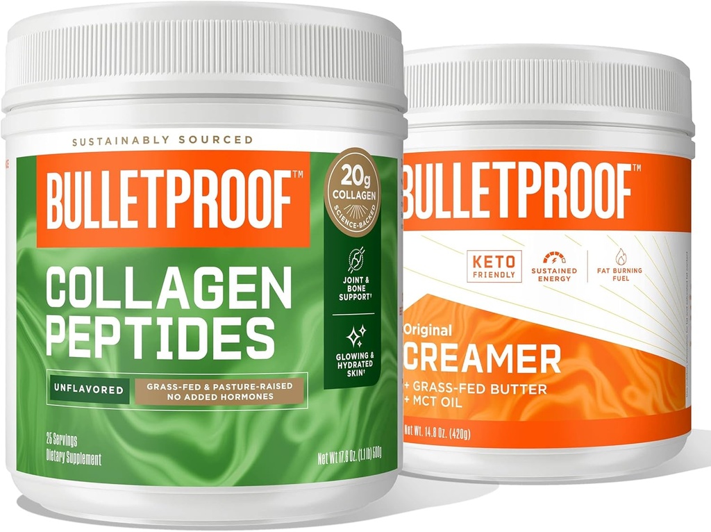 Kulesikkert ikke-flavorert collagen peptider pulver, 18g protein, 17.6 Oz-original uflavorert kremer, 2g netto karbohydrater, 10g sunne fett fra pulverisert MCT Olje