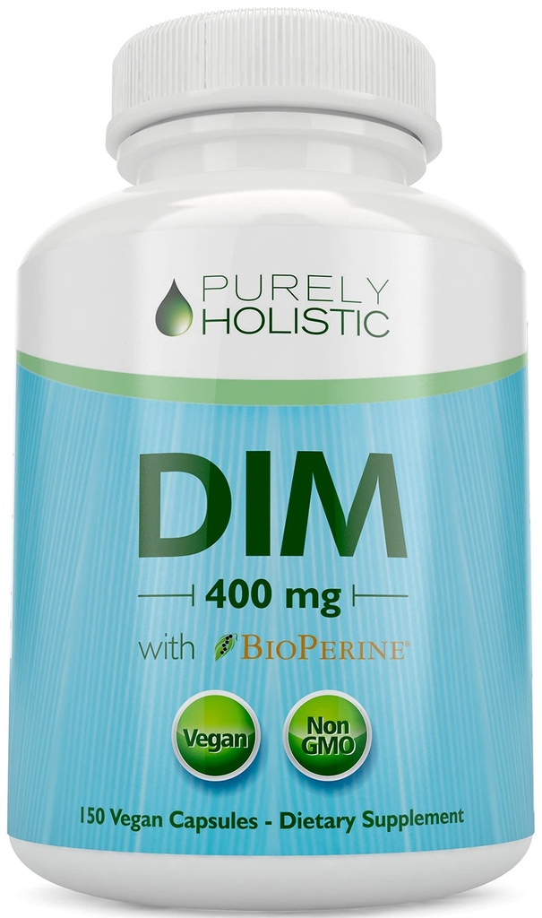 DIM Supplement 400mg Plus Bioperin - 150 Vegan Capsules - 5 måneders forsyning - Hormon Balance for kvinner og menn - høy styrke diindolmetan