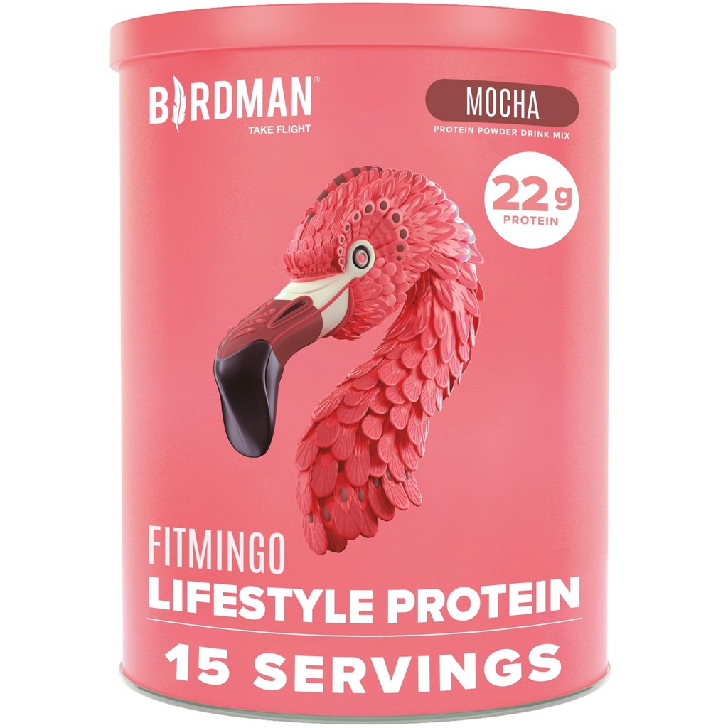 BIRDMAN Fitmingo Vegansk Protein pulver med inositol, Collagen Boosters, Hyaluronsyre og vitaminer | Lav karbohydrat, mørkefri, lav kalori | 23g Plante Basert Blåbær Protein pulver med Myo-Inositol