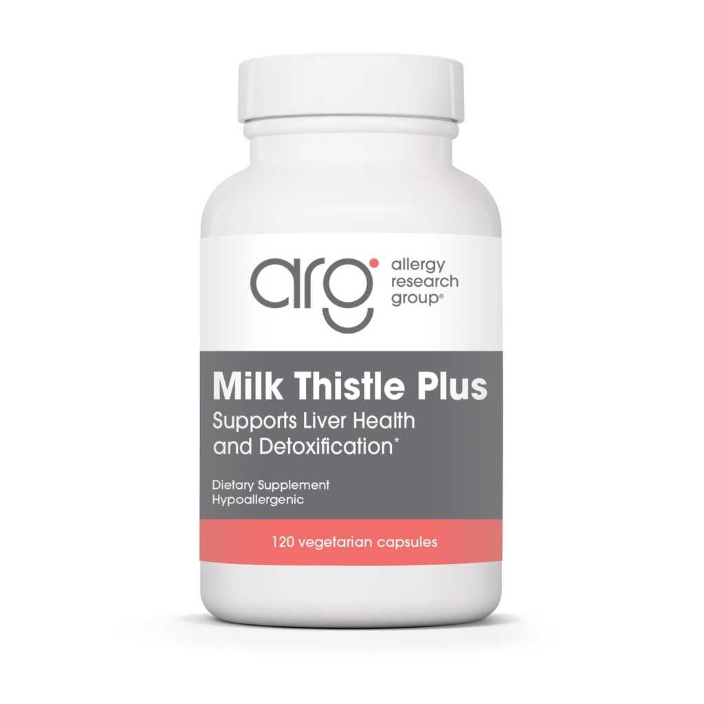 Allergi Forskningsgruppe Melk Thistle Plus Supplement - Liver Helse Støtte, Melke Thistle, Dandelion, Detox, Cleanse, Vegetariske kapsler - 120 Count
