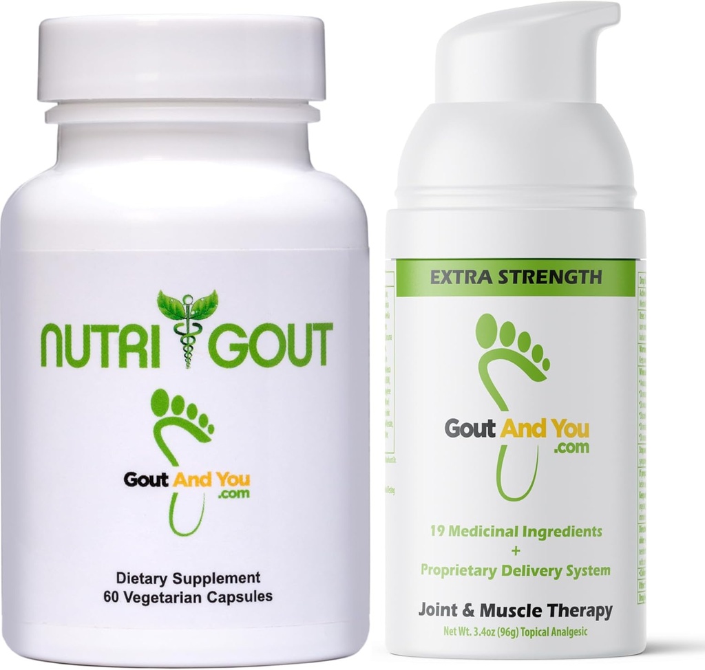 NutriGout Uric Acid Supplement og ekstra styrke felles Discomfort Relief Temakrem