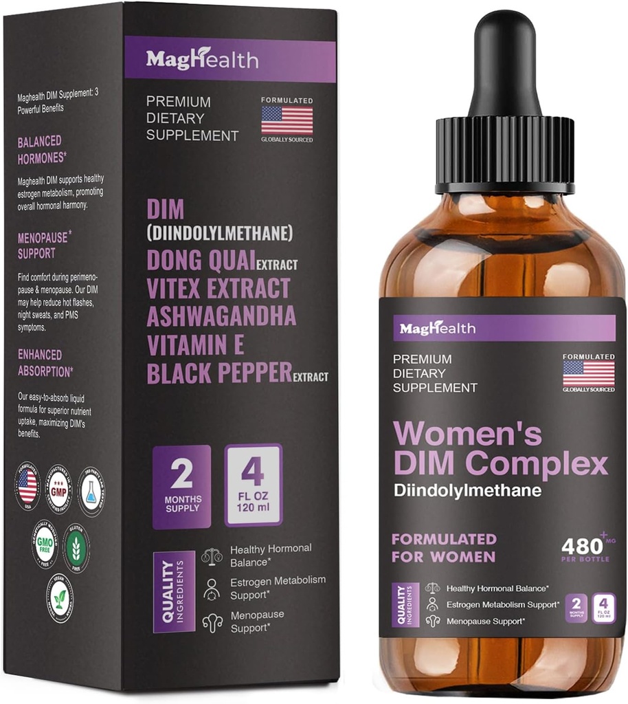DIM Supplement | med Ashwagandha, Dong Quai, Vitex Extracts, 200 mg Diindolylmetan - Hormon Balance, Menopause Supplementer - PMS & Antioksidant Support - Kvinner og menn 60 dagers forsyning