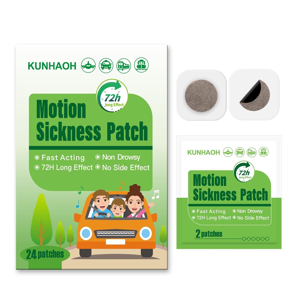 Bevegelsessykhet Patches, Sea Sickness Patch med vanntett og ikke Drowsy 24 greve