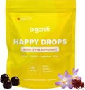 Organifi Happy Drops - Daglig Superfood Happy Gummies for voksne - Mood Support Supplement for balanse, lykke, energi og tar Edge Off - Sweet Lemon Flavor - 60 Gummies