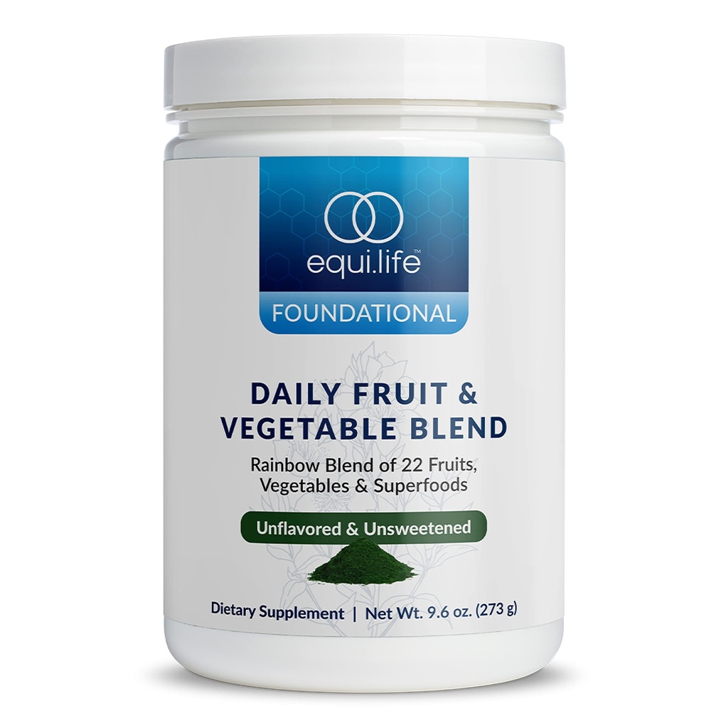Equilife daglig frukt og grønnsaker blanding, Superfood Antioksidant Supplement med 22 økologiske frukter og grønnsaker, uflavorert, vitamin C, fiber, 9 essensielle aminosyrer, støtter energi, 30 servering Tub