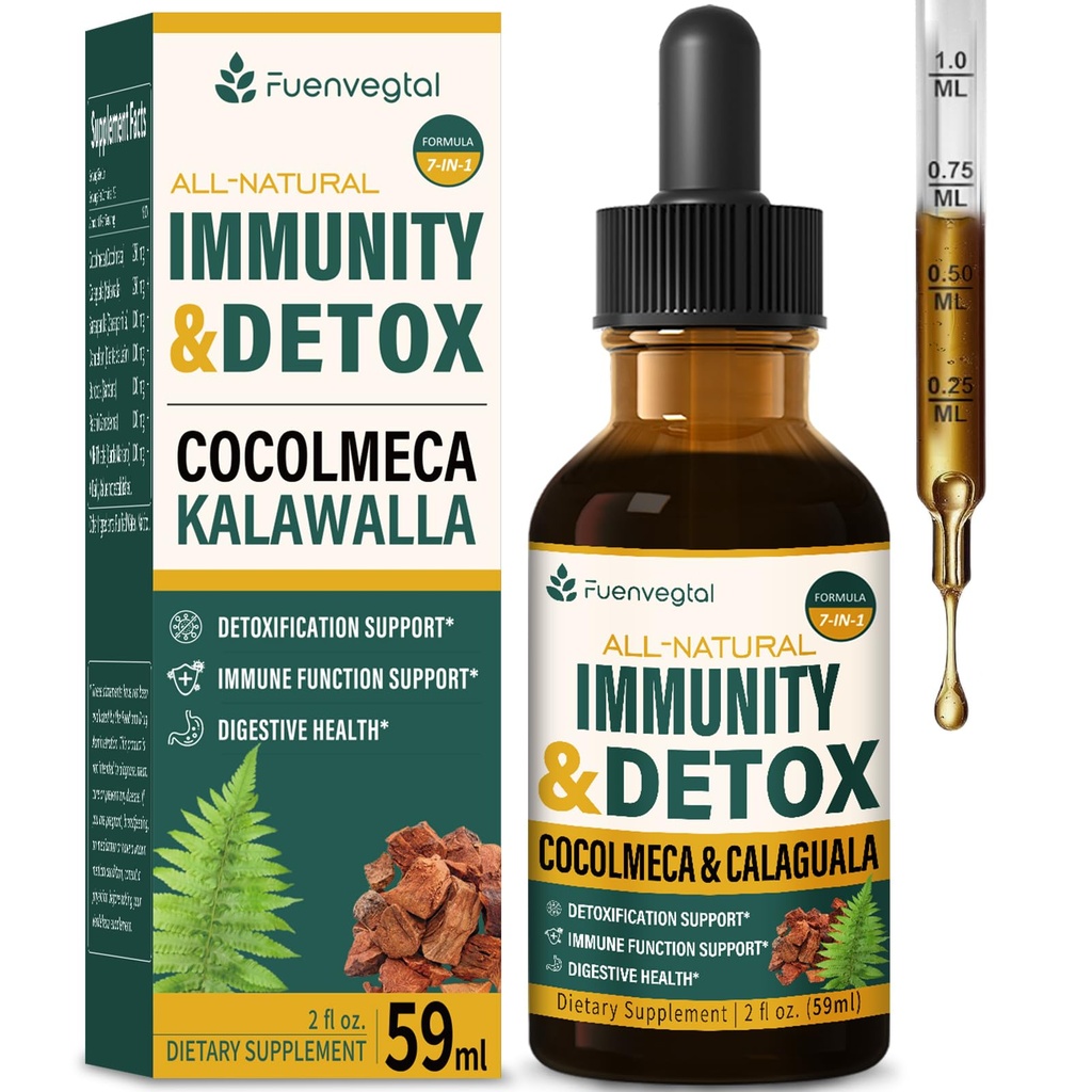 Cocolmeca Bark Immunitet & Detox Drop, Herbal ekstrakt med polypodium leucotomos Sarsaparilla Melk Thistle Supplement Støtte Detoxifisering, Immunsystem, Digestiv Helse. 2oz