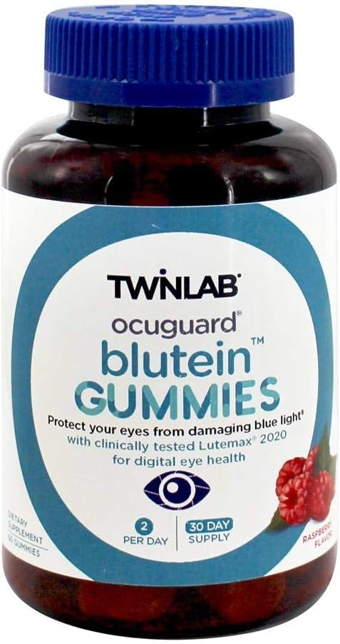 Twinlab Lutein Okuguard Bleutein Voksen Gummies | 60 greve | Inneholder Zeaxanthin & Lutein for blått lys Proteciton | Øyevitaminer