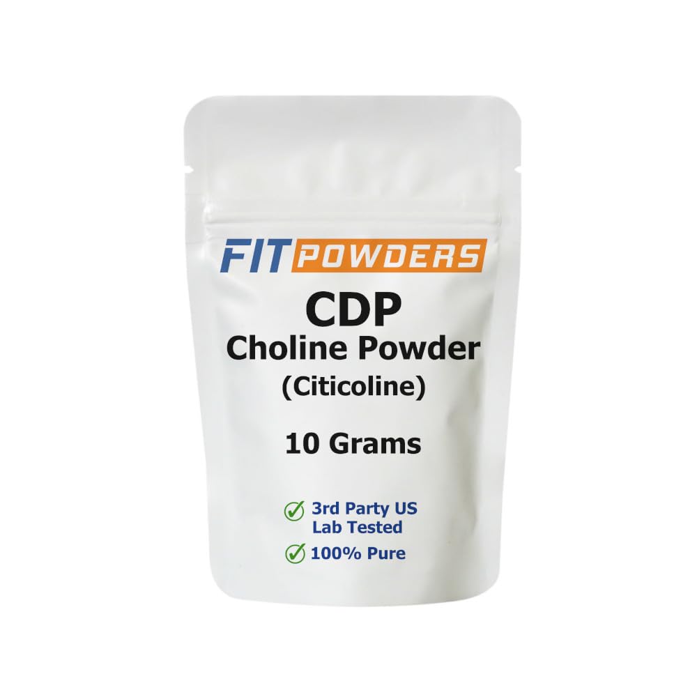 Citicolin pulver, CDP Choline pulver ren med Scoop, ikke-GMO, kognitivt kosttilskudd for hukommelse og læring (10 gram)
