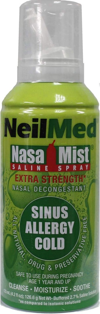 NeilMed Extra Styrke NasaMist Saline Nasal Spray Drug Gratis Nasal Decongestant 4.2 fl oz, (Pack of 2)