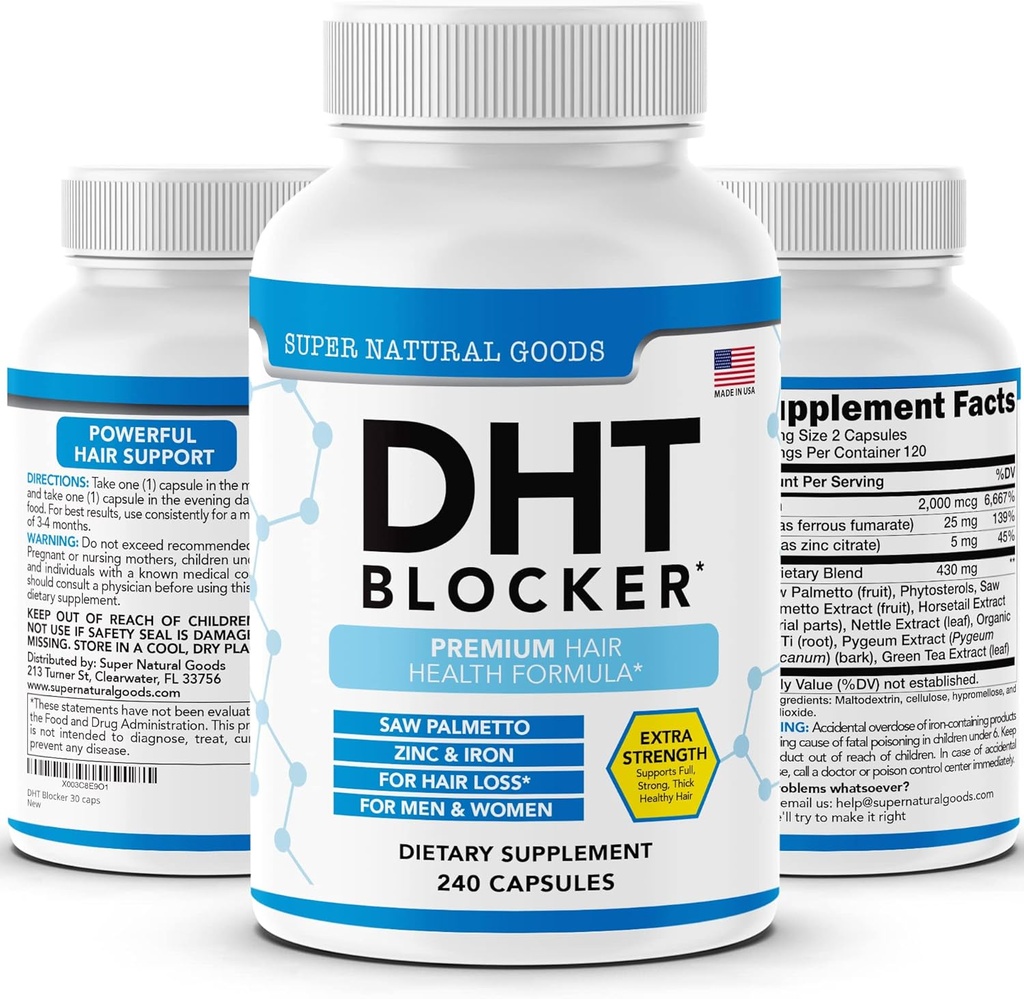 DHT Blocker - hårvekst Supplement for genetisk tining for menn og kvinner - Hjelper Hårtap & Stimulere Follicle Vekst med Sag Palmetto, Biotin & jern - Follicle Vekst Supplements piller