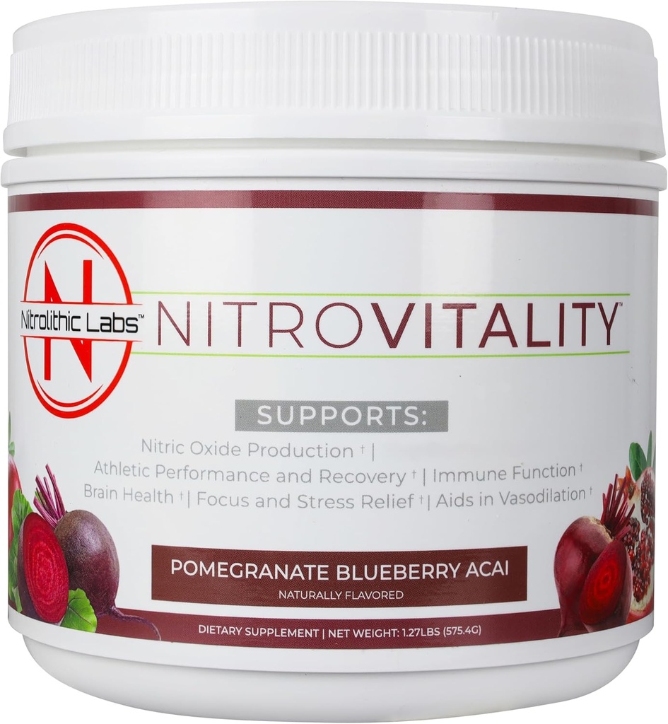 Nitric Oxid Drikkepulver - Premium Beet Root pulver - Nitric Oxid Supplement pulver for menn og kvinner - 60 Serveringer
