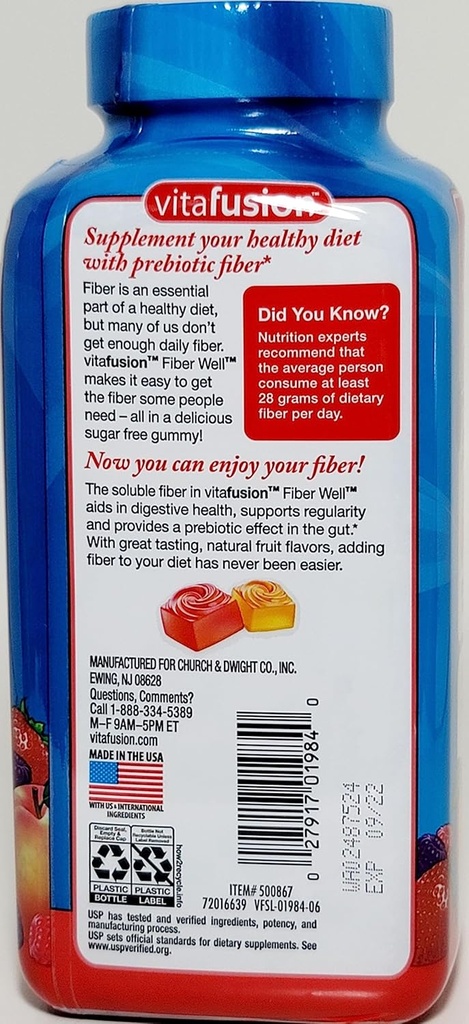Vitafusion Fiber Vel Sukker Gratis Gummy Vitamin Supplement, 220 Ct. 2 Pack