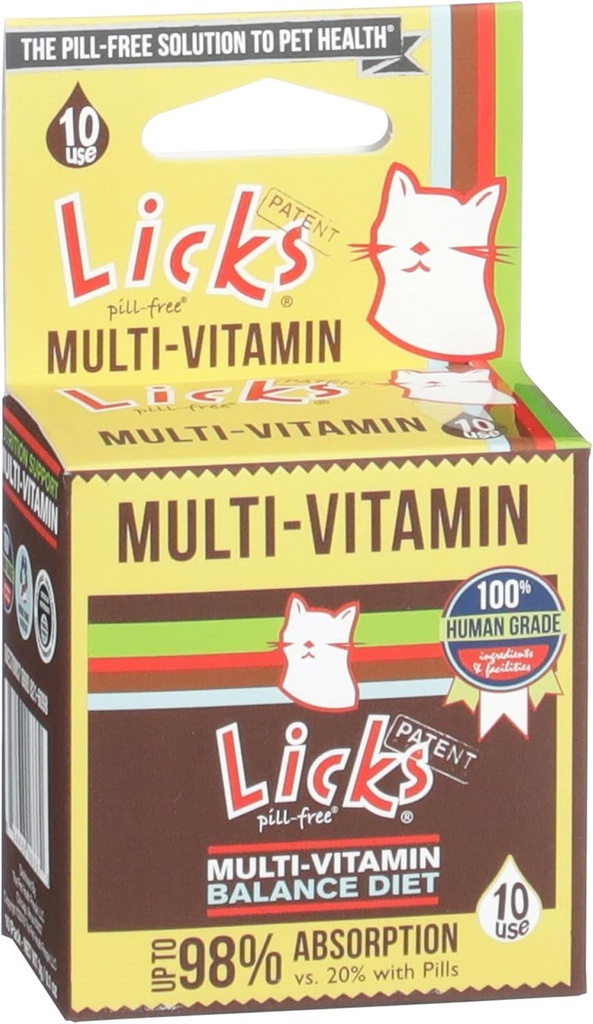 Licks Pill-Free Cat Multivitamin - Cat Supplement med vitamin C, D og kalsium - Multivitamin Kjæledyr forsyninger - Gel Packets - 10 Bruk