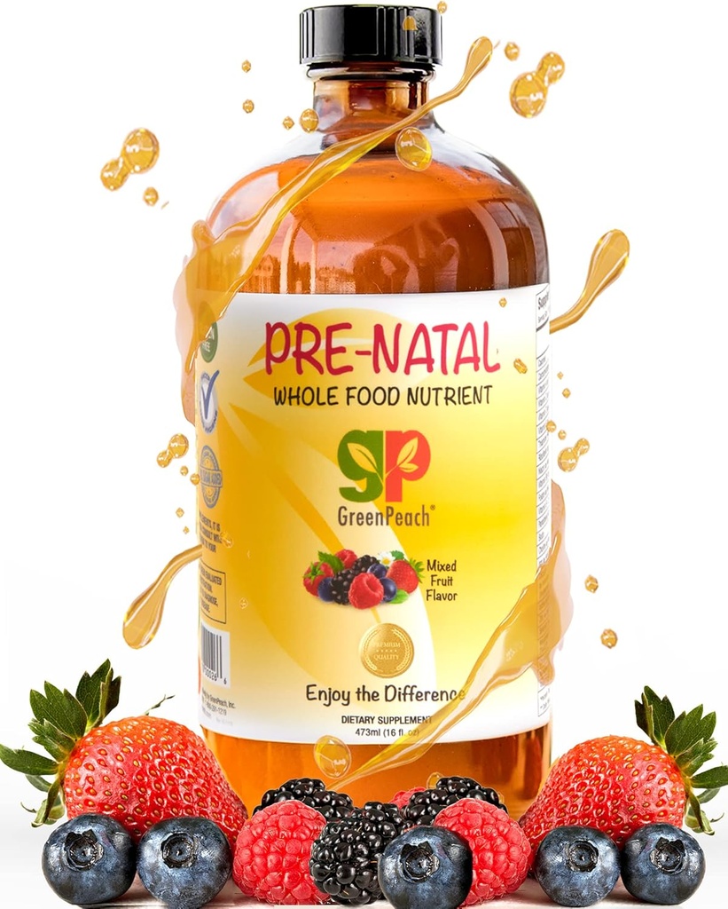 Økologisk flytende prenatal vitaminer for kvinner - Prenatal jern og folat, Pre Natal Multivitamin for kvinner, Kvinners Prenatal Multivitamin, Vegansk Prenatal Halal Kosher Vennlig Prenatal Vitamin, 32 Servering