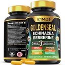 Goldenseal Root Supplement - 10in1 Formula - Kombinere med Echinacea, Berberine, Turmeric, Cayenne Pepper, Ginger, Apple Pectin, Neem, og mer - Digestiv helsestøtte - 120 Kapsler