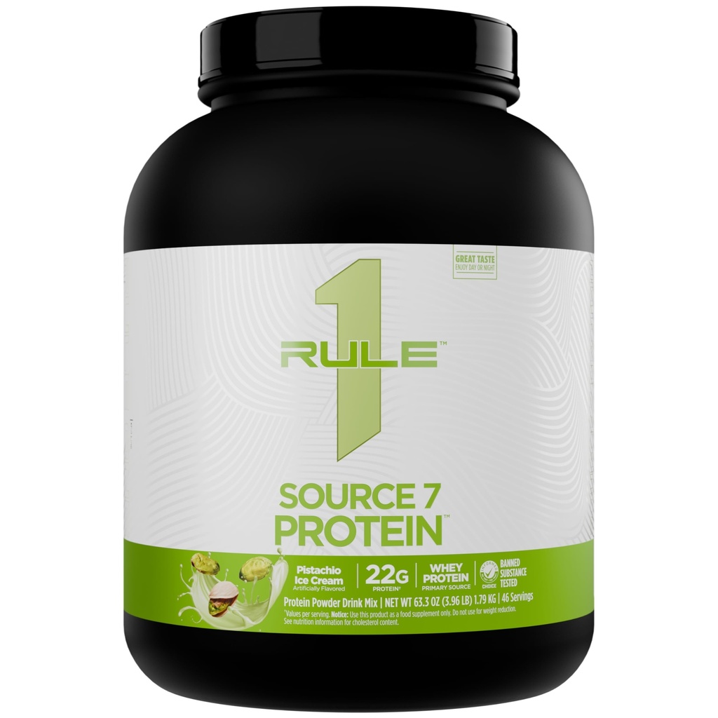 Regel 1 Kilde 7 Protein – Decadent Flavor, Velvety glatt tekstur, 22g Anytime Protein, og 10g naturlig forekommende EAAs Per servering fra 7 premiumkilder (4 pund*, Pistachio Ice Cream)