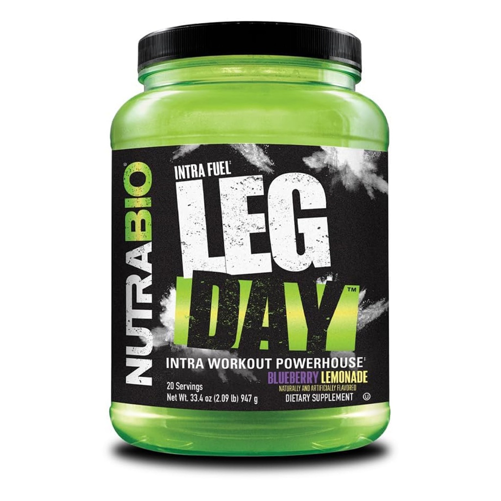 NutraBio Leg Day Intra Workout pulver – Avansert karbohydrat Supplement med Cluster Dextrin & Electrolytes – Carb pulver med EAA/BCAA – syklisk Dextrin for ytelse – Blueberry Lemonade, 20 serveringer