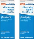 Rugby Dibucaine Topical Anestetic 1% Hemorroid Ointment - smerte lindring krem for kløe og brenne, hemorroid behandling, Anti-Itch Cream 1 Oz (2 pakke)
