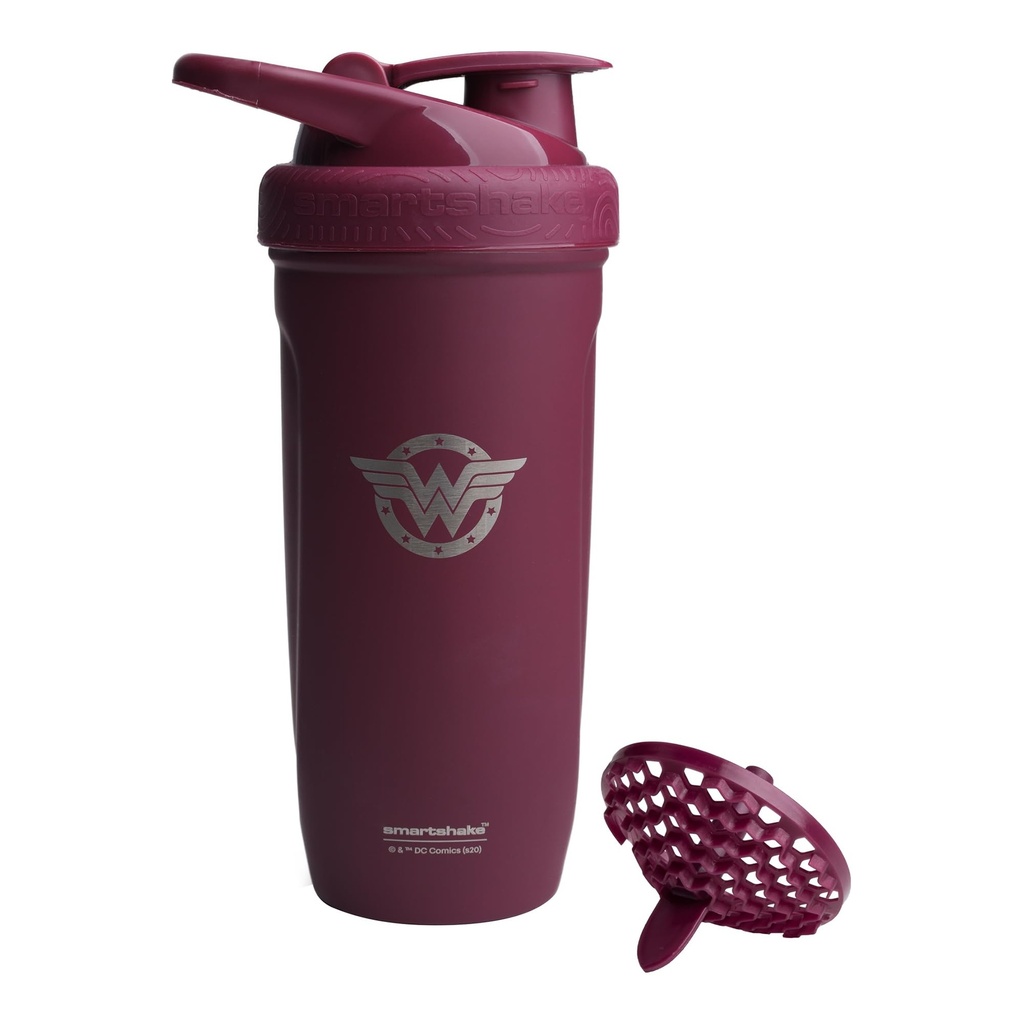 Smartshake DC COMICS Reforce rustfritt stål protein Shaker flaske 900 ml | 30 oz - Leakproof Skrue-on Lid - BPA Gratis – Unisex - Ikke-isolert - Wonder Women Logo