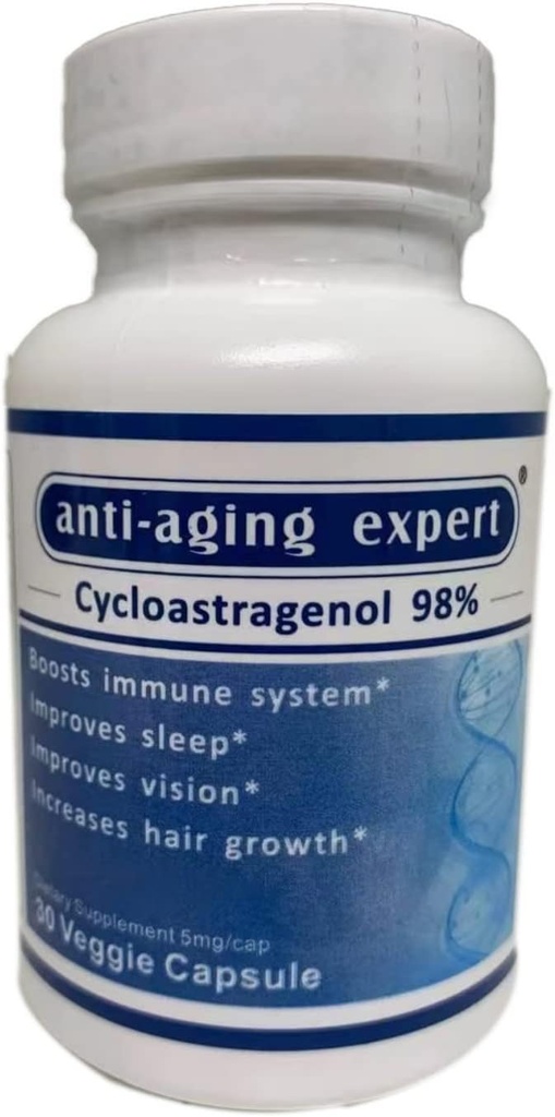 Sykloastragenol 98% Mikronisert Telomere Kosttilskudd 5 mg, 30 vegetariske kapsler, 1 flaske