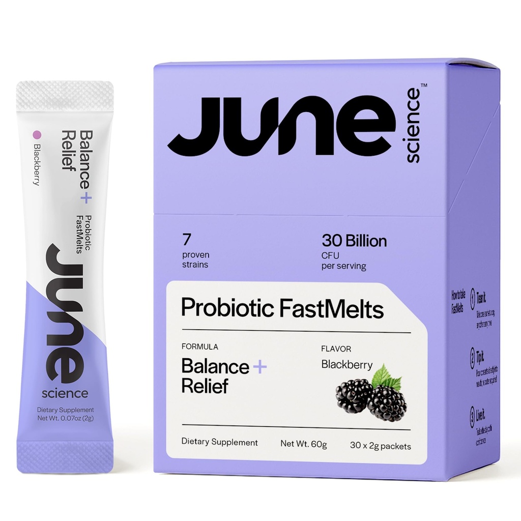 Balanse + Relief | Fast Melt Pre + Probiotic for Mood & Stress - BlackBerry Flavor, 30 pulversekk