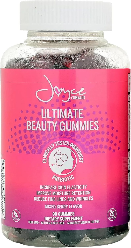Joyce Giraud Ultimate Beauty Gummies, 30-dagers forsyning, støtter huden Hydration & sunn hudtone, 90 gummies