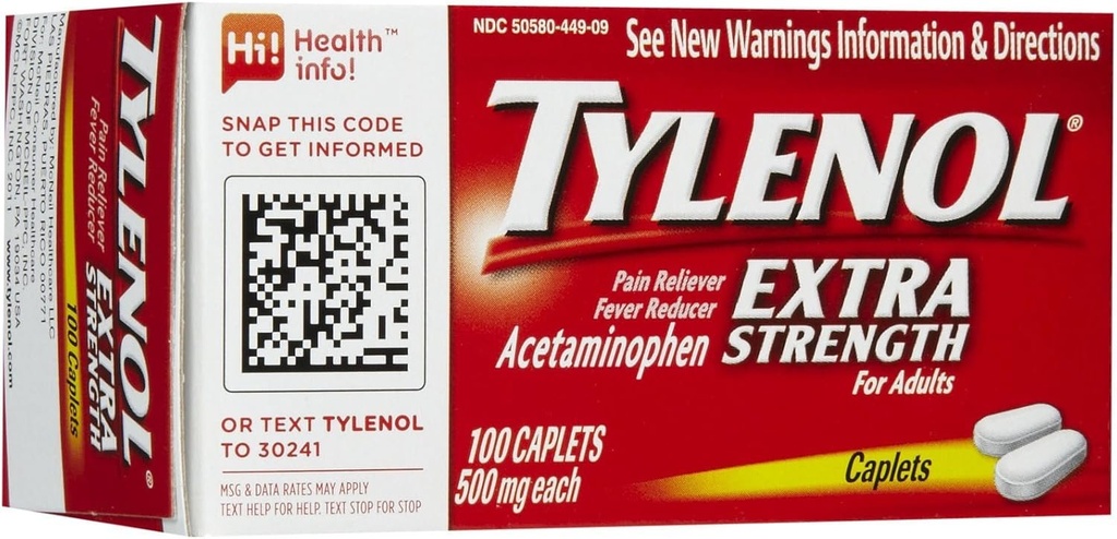 Tylenol ekstra styrke smertefri & feber redusere kapletter-100 telling