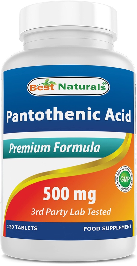 Beste Naturals Pantotensyre 500 mg 120 tabletter