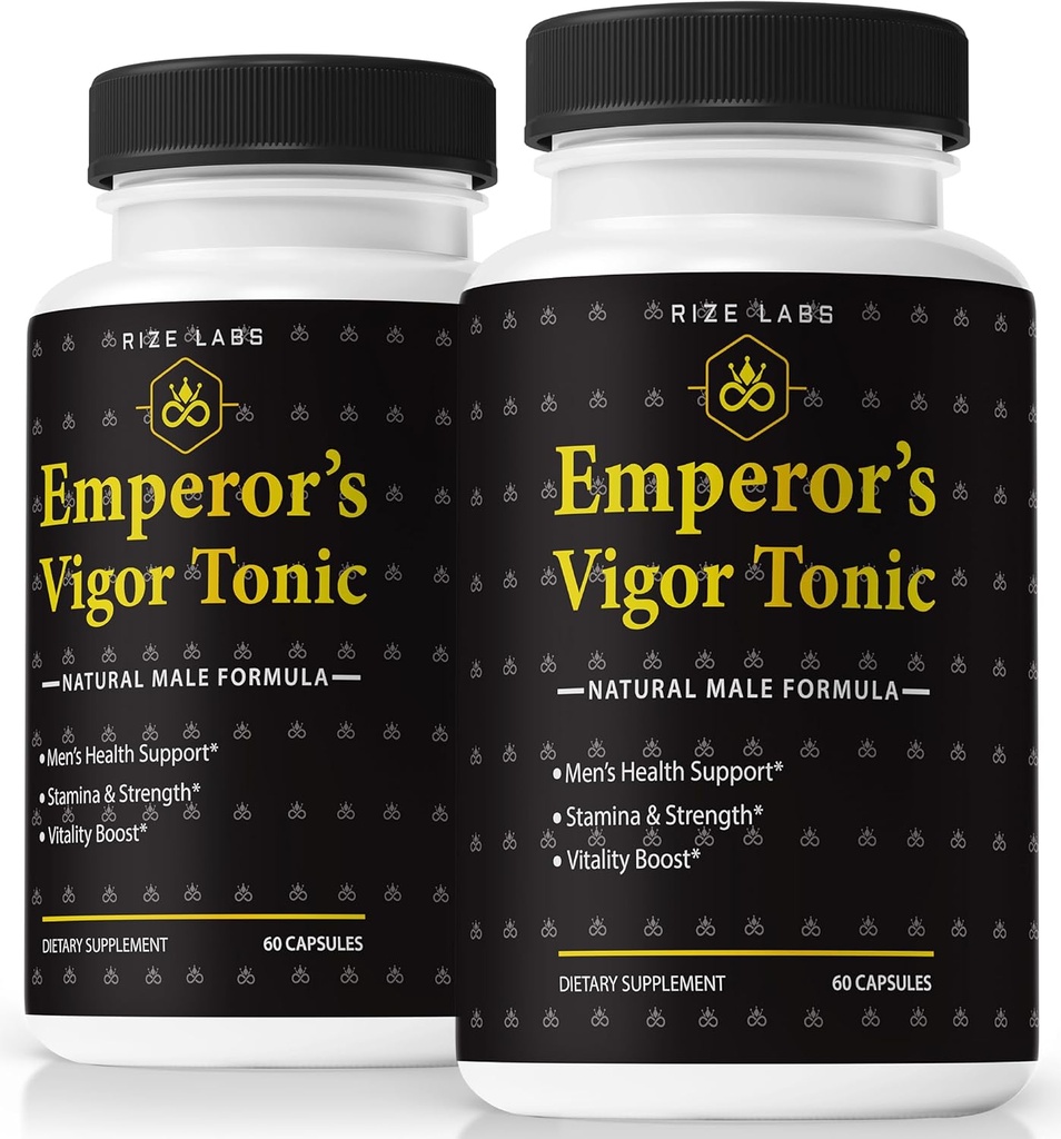 Rize Labs (Pack of 2 Kejserens Vigor Tonic for menn, All-Natural Male Formula, Original Supplement til støtte generell helse og ytelse, Offisielle anmeldelser (120 Kapsler)