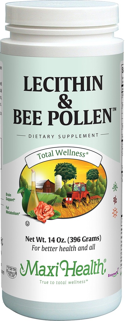 Maxi Health Lecithin & Bee Pollen - Hjerne, Energi og Digestionsstøtte - 14 Oz pulver - Kosher